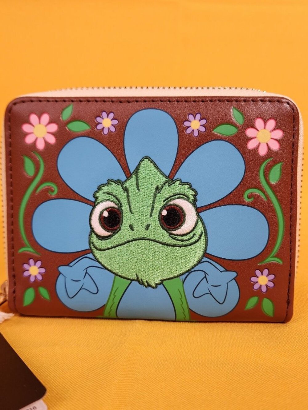 Loungefly Disney Tangled Rapunzel Pascal Flower Face Floral Zip Around Wallet